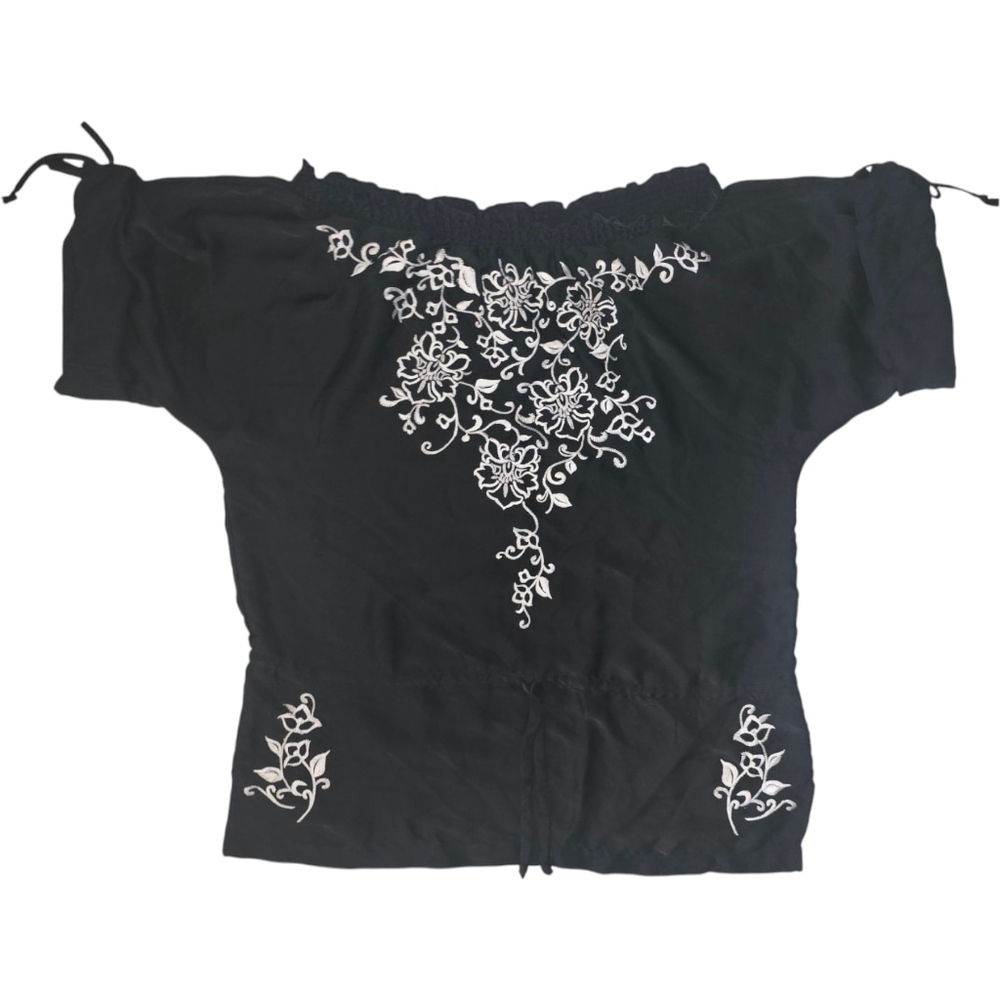 White House Black Market Boho Peasant Sz L, (XL?) Batwing Embroidered Floral